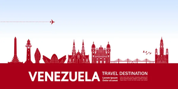 Venezuela Destinazione Viaggio Grand Vector Illustrazione — Vettoriale Stock