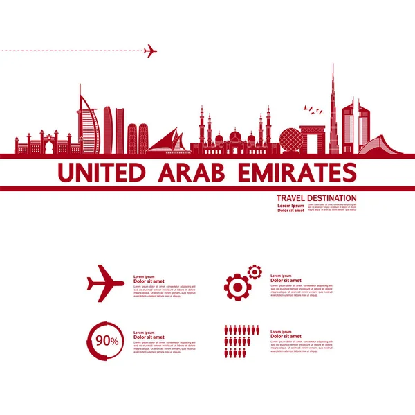 Emiratos Árabes Unidos Viaje Destino Gran Vector Ilustración — Vector de stock