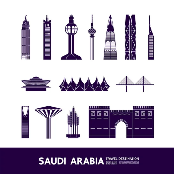 Arabia Saudita Viaje Destino Gran Vector Ilustración — Vector de stock