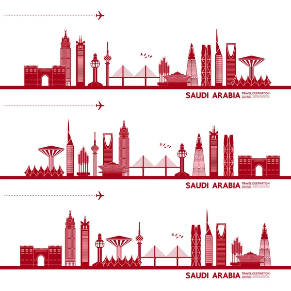 Arabia Saudita Viaje Destino Gran Vector Ilustración — Vector de stock