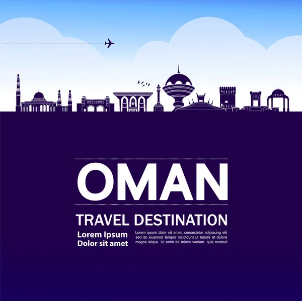 Omán Viaje Destino Gran Vector Ilustración — Vector de stock