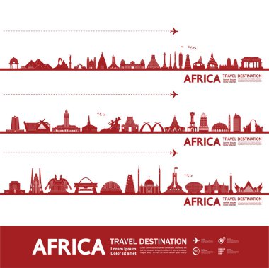 AFRICA seyahat hedefi büyük vektör çizimi. 