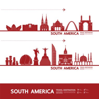 Güney Amerika seyahat hedefi büyük vektör çizimi. 