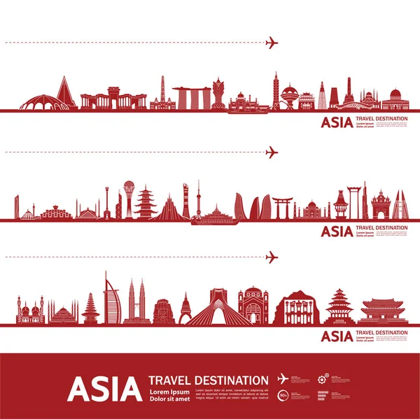 Asia Viaje Destino Gran Vector Ilustración — Vector de stock