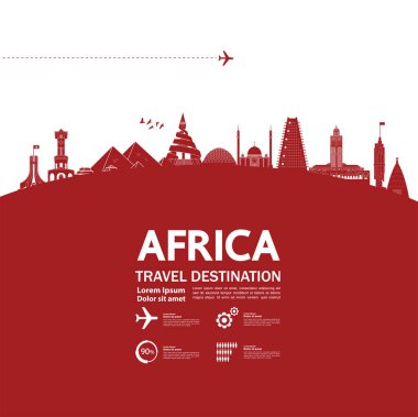 AFRICA seyahat hedefi büyük vektör çizimi. 