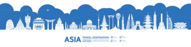 ASIA seyahat hedefi büyük vektör çizimi. 