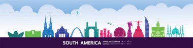 Güney Amerika seyahat hedefi büyük vektör çizimi. 