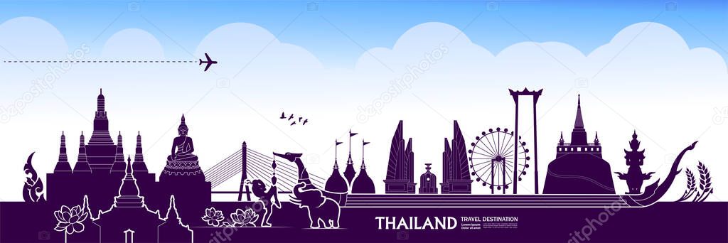 Thailand travel destination grand vector illustration.