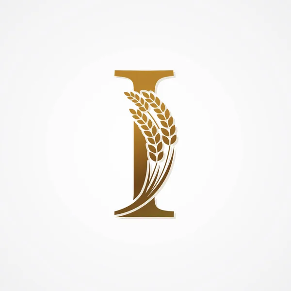 Lettera Oro Con Riso Logo Design Vector — Vettoriale Stock
