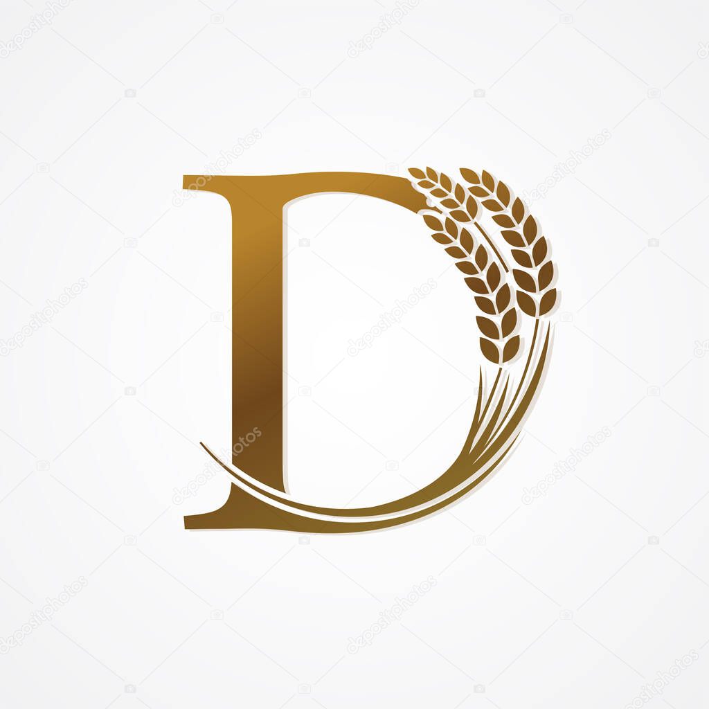 Gold Letter with Rice  for logo design vector.