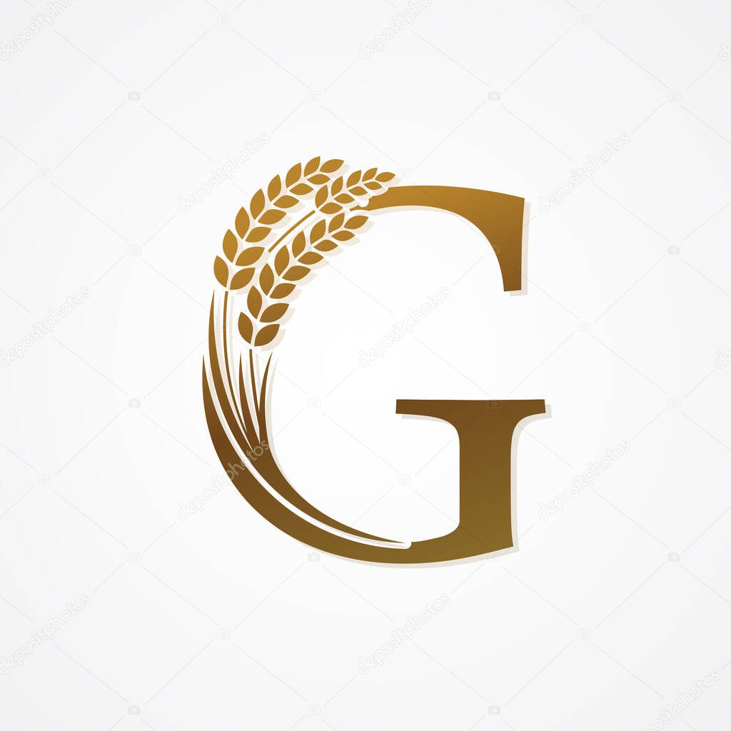 Gold Letter with Rice  for logo design vector.