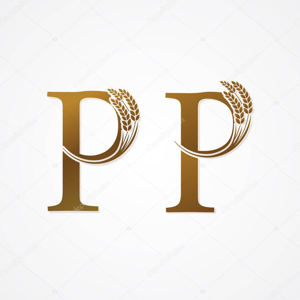 Gold Letter with Rice  for logo design vector.