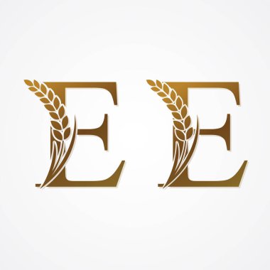 Logo tasarım vektörü için Pirinçli Altın Harf.