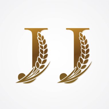 Logo tasarım vektörü için Pirinçli Altın Harf.