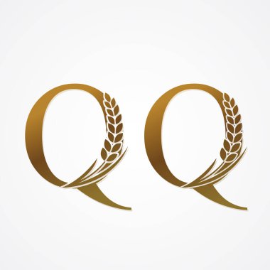 Logo tasarım vektörü için Pirinçli Altın Harf.