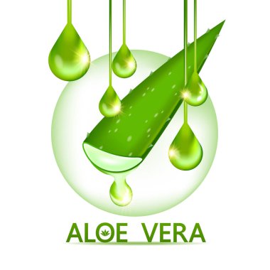 Cilt Bakımı Kozmetik İllüstrasyonu için Aloe Vera Kolajen ve Serum.