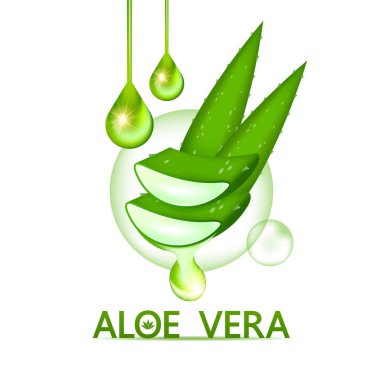 Cilt Bakımı Kozmetik İllüstrasyonu için Aloe Vera Kolajen ve Serum.