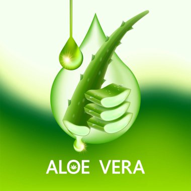 Cilt Bakımı Kozmetik İllüstrasyonu için Aloe Vera Kolajen ve Serum.