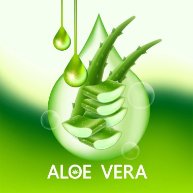 Cilt Bakımı Kozmetik İllüstrasyonu için Aloe Vera Kolajen ve Serum.