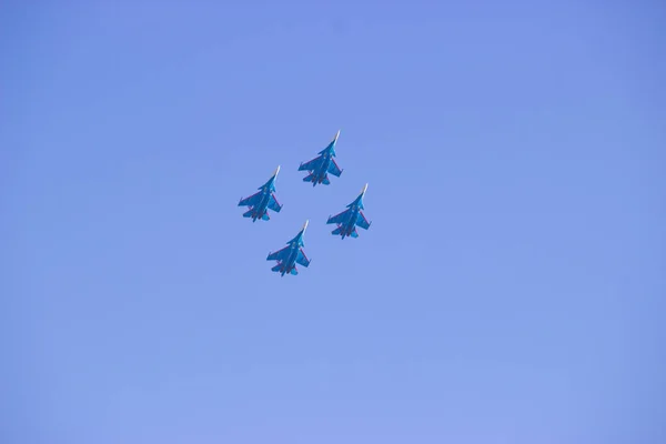 Rusya Krasnoyarsk Ekim 2018 Askeri Uçak Göster — Stok fotoğraf