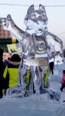 Krasnoyarsk, Rusya, Ocak 2019: kentin Noel süsleri.