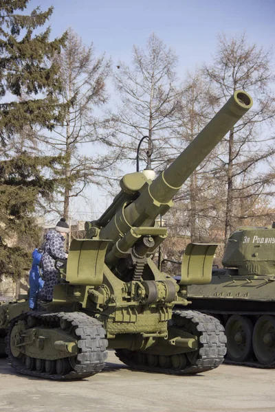 De Victory Park. Monsters van militair materieel van de grote patriottische oorlog. — Stockfoto