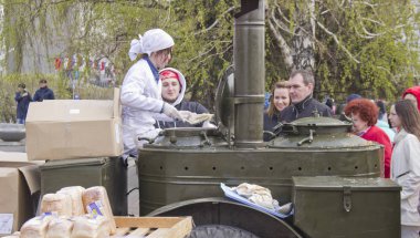 Rusya, Krasnoyarsk, Mayıs 2019: askeri alan mutfak