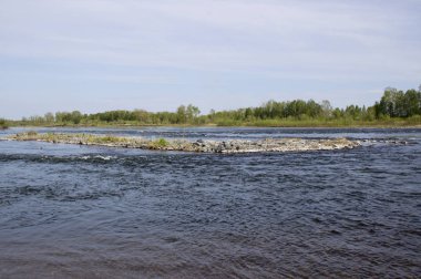 hızlı bir akım ile nehirde taş ada