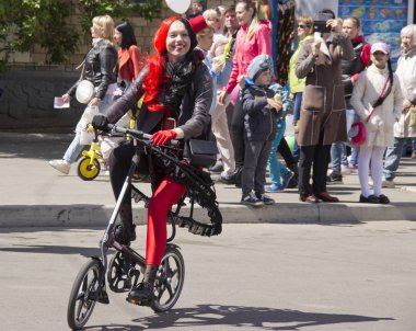 Rusya, Krasnoyarsk, Haziran 2019: Pippi Longstocking kostümlü kız