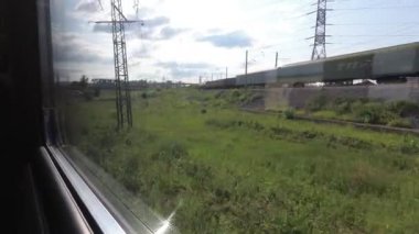 Rusya, Krasnoyarsk, Temmuz 2019: tren penceresinden görünüm.