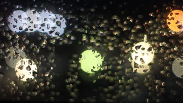 夜光下玻璃上的雨滴 — 图库视频影像