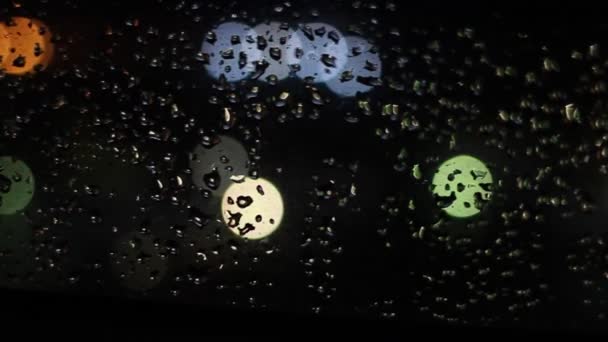 Gouttes Pluie Sur Verre Lumière Des Veilleuses — Video