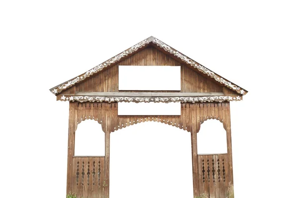 Portico in legno isolato su sfondo bianco — Foto Stock