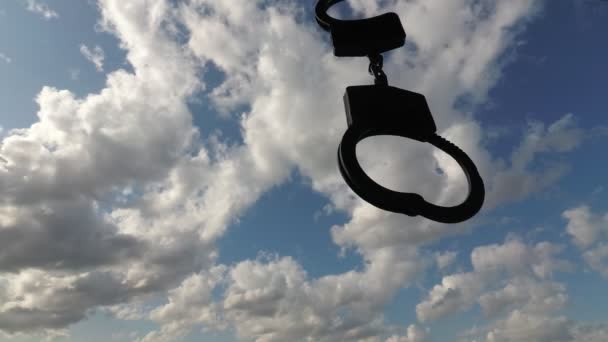 Handcuffs Clear Skies Yin Yang Philosophy Concept Two Symbols Sky — Stock Video