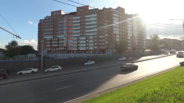 Ryssland Krasnoyarsk Juli 2019 Timelapse Accelererad Trafik Vägarna — Stockvideo