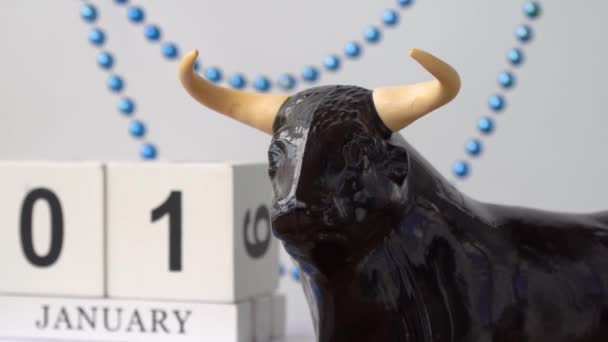 Taureau Calendrier Cube Bois Fait Main Avec Date Mois Jour — Video