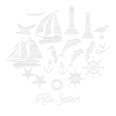 Kağıt deniz arka plan yelkenli gemiler ile