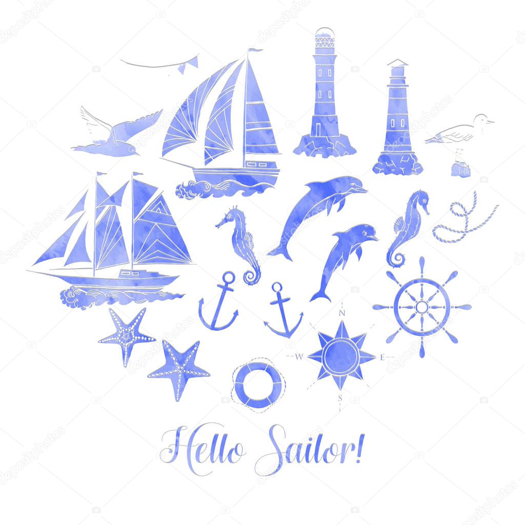 Paper nautical background with sailing vessels