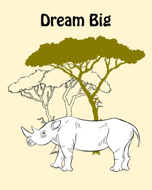  Tırnak Poster ile gergedan savana Anima