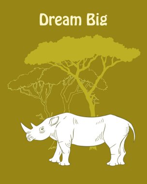  Tırnak Poster ile gergedan savana Anima