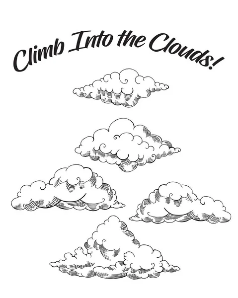 Цитирует плакат с облаками. Ручная иллюстрация — стоковый вектор