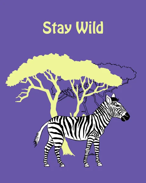 Cartel de citas con Zebra Savanna Animal — Vector de stock