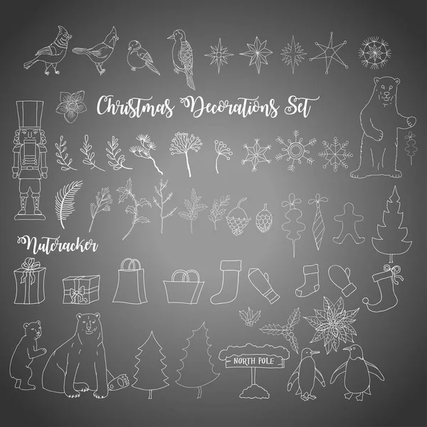 Decoração de Natal conjunto com Quebra-Nozes e árvore de Natal — Vetor de Stock