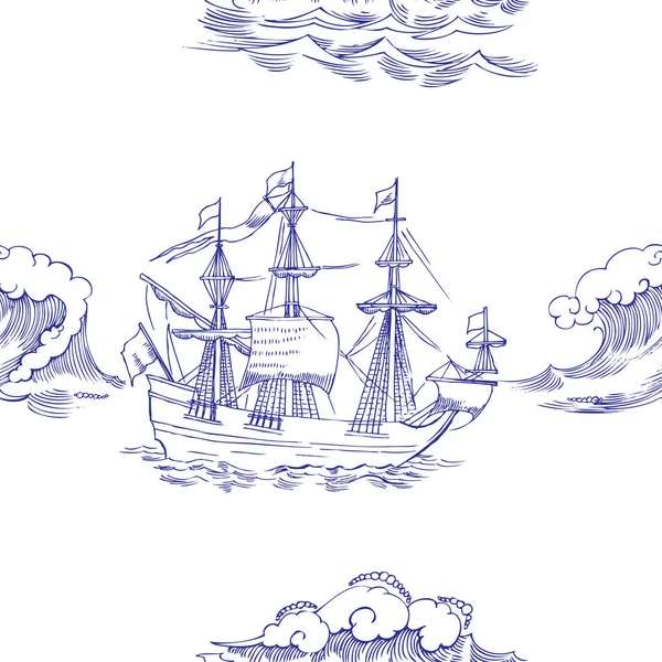 航海背景与航海船 — 图库矢量图片