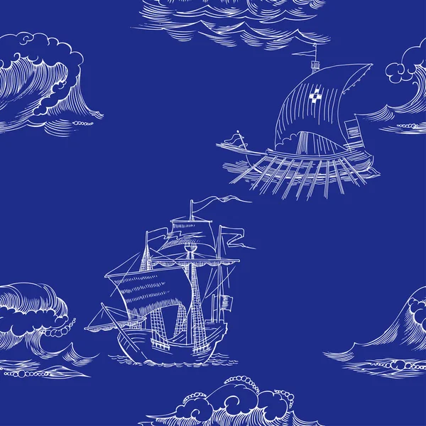 Морской фон с парусными судами — стоковый вектор