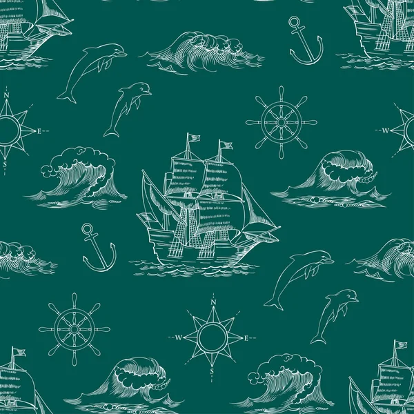 Nautical background with sailing vessels
