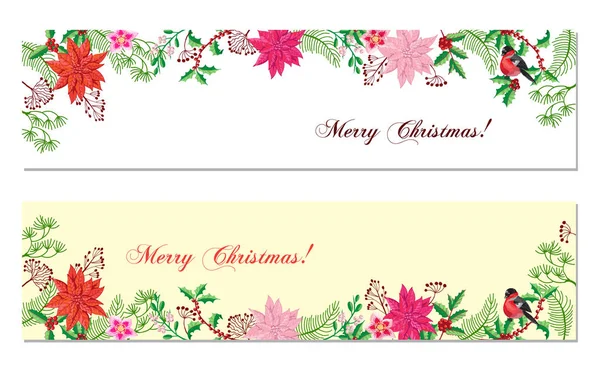 Christmas Banners Set with Christmas Decorations — Stock Vector