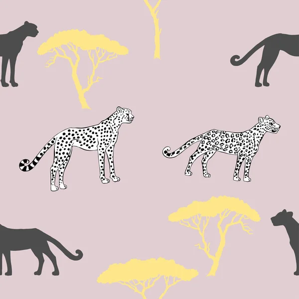 Seamless pattern with savanna animals — Stock Vector