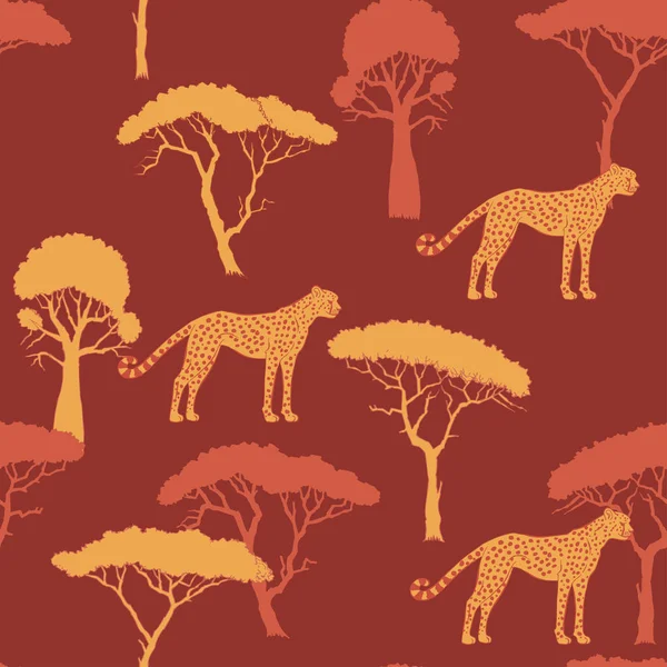 Seamless pattern with savanna animals — Stock Vector