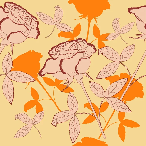 バラの花とのシームレスなパターン。ベクターの花 — ストックベクタ